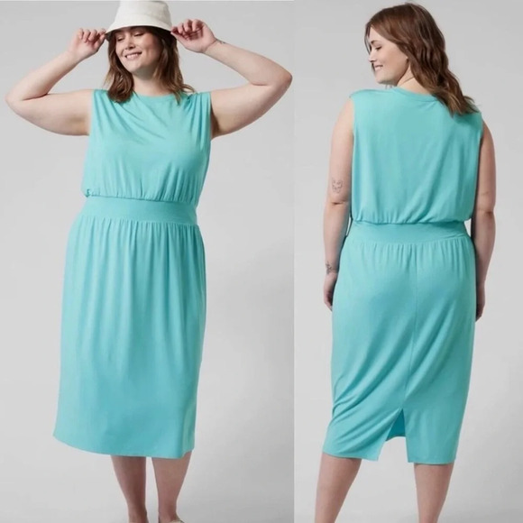 Athleta Santorini Cinch Dress Turquoise Athleisure
Midi Sz 1X - Picture 1 of 11